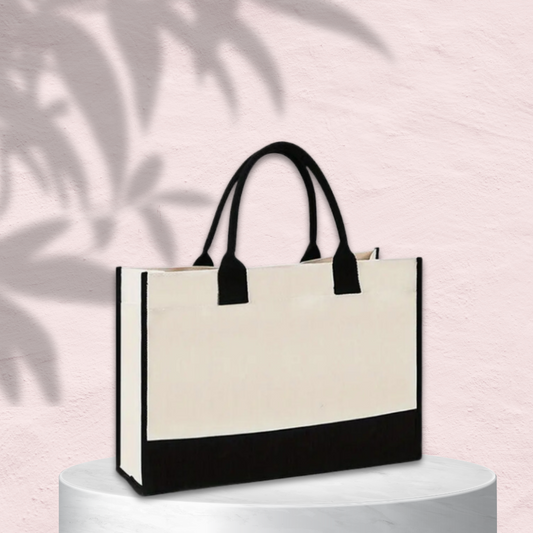 Shopper zwart en licht beige