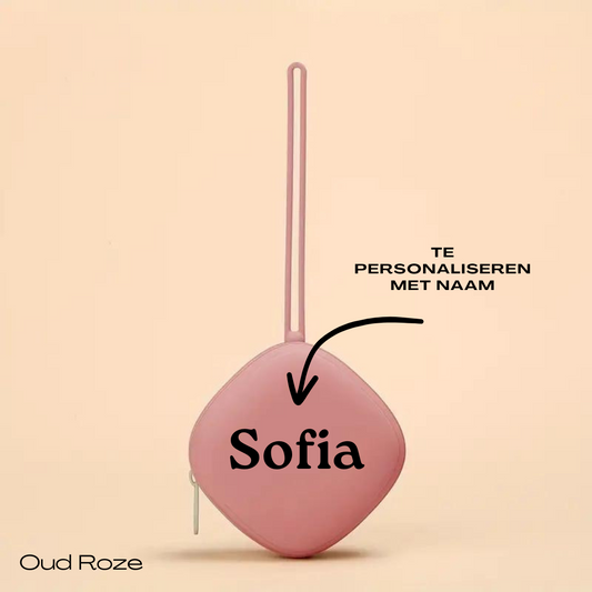 Vierkant siliconen gepersonaliseerd tasje in oudroze