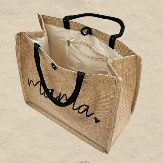 Shopper met knoopje en tekst