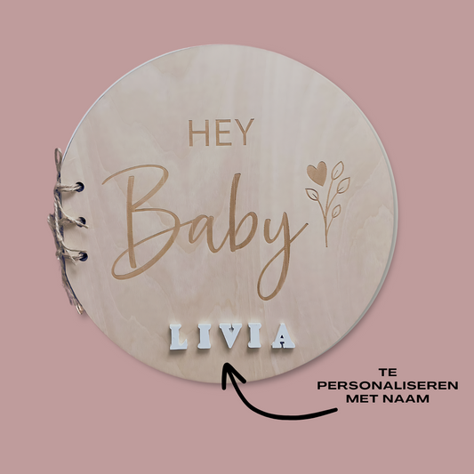 Houten invulboek met houten naamletters