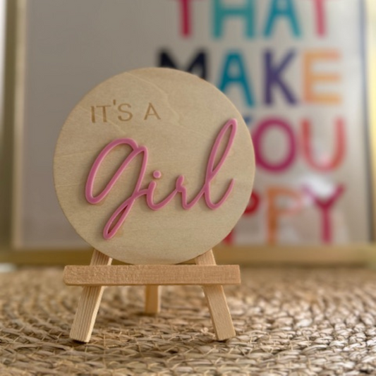 Aankondigingsbordje It's a Girl roze