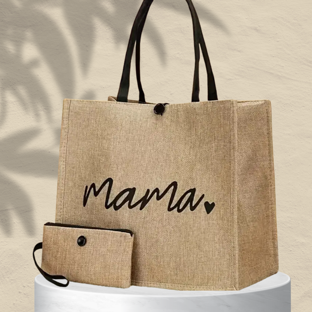 Shopper met knoopje en tekst