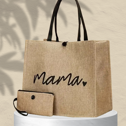 Shopper met knoopje en tekst