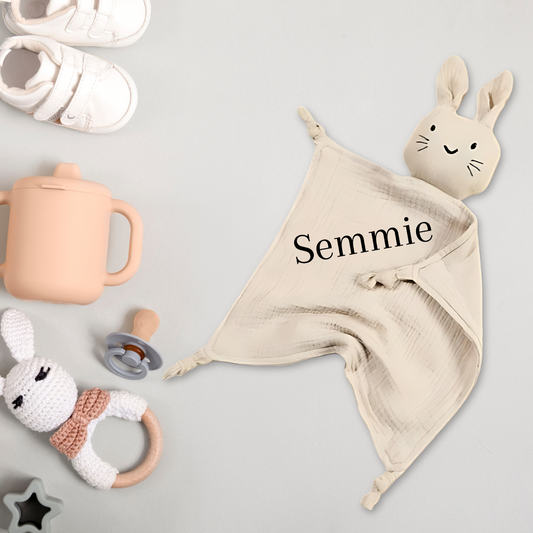 Beige knuffeldoek konijn gepersonaliseerd