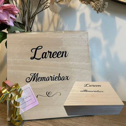 Houten kist gepersonaliseerd met tekst