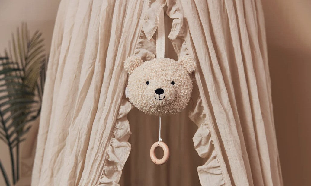 Muziekhanger teddybeer beige bed