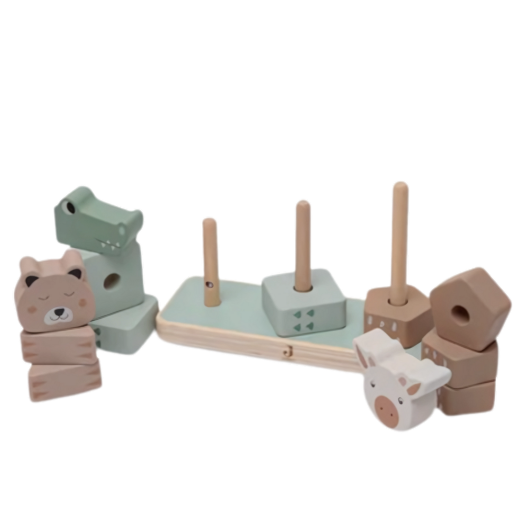 Houten stapeltoren dieren